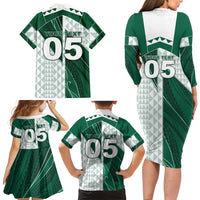 Custom Hawaii Volleyball Family Matching Long Sleeve Bodycon Dress and Hawaiian Shirt Shaka Aloha Hand DT05 - Polynesian Pride