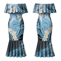 Piko Hawaiian Family Matching Mermaid Dress and Hawaiian Shirt Blue Galaxy Spiral Plumeria Tribal Patterns