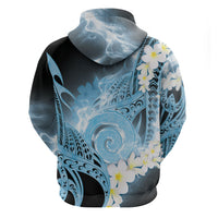 Piko Hawaiian Hoodie Blue Galaxy Spiral Plumeria Tribal Patterns