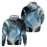 Piko Hawaiian Hoodie Blue Galaxy Spiral Plumeria Tribal Patterns