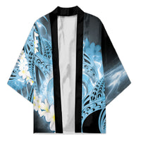 Piko Hawaiian Kimono Blue Galaxy Spiral Plumeria Tribal Patterns