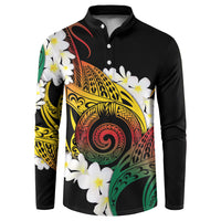 Piko Hawaiian Button Sweatshirt Gradient Spiral Plumeria Tribal Patterns