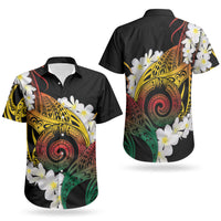 Piko Hawaiian Couples Matching Mermaid Dress and Hawaiian Shirt Gradient Spiral Plumeria Tribal Patterns