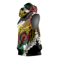 Piko Hawaiian Sleeveless Hoodie Gradient Spiral Plumeria Tribal Patterns