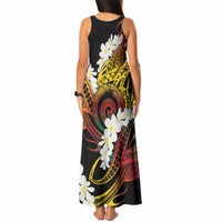 Piko Hawaiian Tank Maxi Dress Gradient Spiral Plumeria Tribal Patterns
