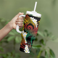 Piko Hawaiian Tumbler With Handle Gradient Spiral Plumeria Tribal Patterns