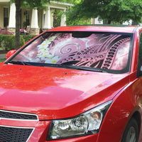 Piko Hawaiian Auto Sun Shade Pink Galaxy Spiral Plumeria Tribal Patterns