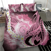 Piko Hawaiian Bedding Set Pink Galaxy Spiral Plumeria Tribal Patterns
