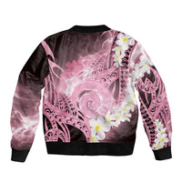 Piko Hawaiian Bomber Jacket Pink Galaxy Spiral Plumeria Tribal Patterns