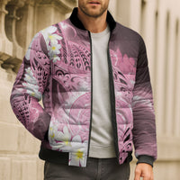Piko Hawaiian Bomber Puffer Jacket Pink Galaxy Spiral Plumeria Tribal Patterns
