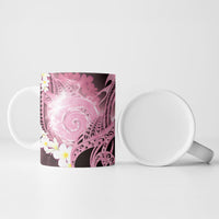 Piko Hawaiian Ceramic Mug Pink Galaxy Spiral Plumeria Tribal Patterns