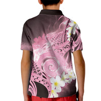 Piko Hawaiian Kid Polo Shirt Pink Galaxy Spiral Plumeria Tribal Patterns