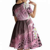 Piko Hawaiian Kid Short Sleeve Dress Pink Galaxy Spiral Plumeria Tribal Patterns