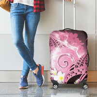 Piko Hawaiian Luggage Cover Pink Galaxy Spiral Plumeria Tribal Patterns