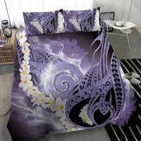 Piko Hawaiian Bedding Set Purple Galaxy Spiral Plumeria Tribal Patterns