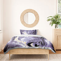 Piko Hawaiian Bedding Set Purple Galaxy Spiral Plumeria Tribal Patterns