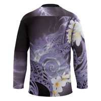 Piko Hawaiian Hockey Jersey Purple Galaxy Spiral Plumeria Tribal Patterns
