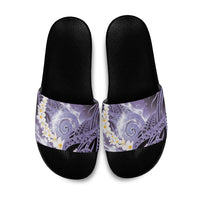 Piko Hawaiian Slide Sandals Purple Galaxy Spiral Plumeria Tribal Patterns