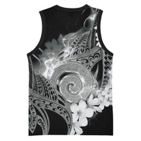 Piko Hawaiian Basketball Jersey Monochrome Galaxy Spiral Plumeria Tribal Patterns