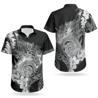 Piko Hawaiian Couples Matching Mermaid Dress and Hawaiian Shirt Monochrome Galaxy Spiral Plumeria Tribal Patterns