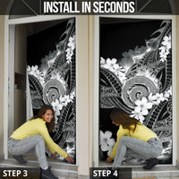 Piko Hawaiian Door Cover Monochrome Galaxy Spiral Plumeria Tribal Patterns