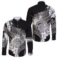 Piko Hawaiian Family Matching Summer Maxi Dress and Hawaiian Shirt Monochrome Galaxy Spiral Plumeria Tribal Patterns