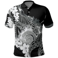 Piko Hawaiian Polo Shirt Monochrome Galaxy Spiral Plumeria Tribal Patterns