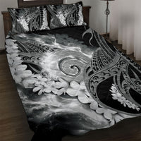 Piko Hawaiian Quilt Bed Set Monochrome Galaxy Spiral Plumeria Tribal Patterns