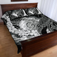 Piko Hawaiian Quilt Bed Set Monochrome Galaxy Spiral Plumeria Tribal Patterns