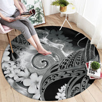 Piko Hawaiian Round Carpet Monochrome Galaxy Spiral Plumeria Tribal Patterns