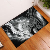 Piko Hawaiian Rubber Doormat Monochrome Galaxy Spiral Plumeria Tribal Patterns