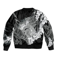 Piko Hawaiian Sleeve Zip Bomber Jacket Monochrome Galaxy Spiral Plumeria Tribal Patterns