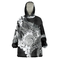 Piko Hawaiian Wearable Blanket Hoodie Monochrome Galaxy Spiral Plumeria Tribal Patterns