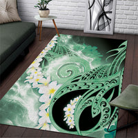 Piko Hawaiian Area Rug Green Galaxy Spiral Plumeria Tribal Patterns