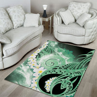 Piko Hawaiian Area Rug Green Galaxy Spiral Plumeria Tribal Patterns