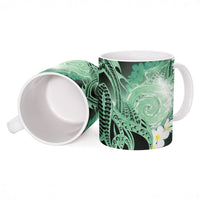 Piko Hawaiian Ceramic Mug Green Galaxy Spiral Plumeria Tribal Patterns