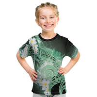 Piko Hawaiian Kid T Shirt Green Galaxy Spiral Plumeria Tribal Patterns