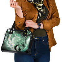 Piko Hawaiian Shoulder Handbag Green Galaxy Spiral Plumeria Tribal Patterns