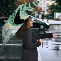 Piko Hawaiian Umbrella Green Galaxy Spiral Plumeria Tribal Patterns