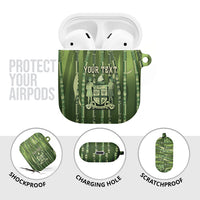 Personalised Fiji Language Week Sugarcane Masi AirPods Case Green Tapa Tribal Pattern