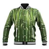 Personalised Fiji Language Week Sugarcane Masi Baseball Jacket Green Tapa Tribal Pattern