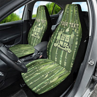 Personalised Fiji Language Week Sugarcane Masi Car Seat Cover Green Tapa Tribal Pattern