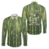 Personalised Fiji Language Week Sugarcane Masi Family Matching Puletasi and Hawaiian Shirt Green Tapa Tribal Pattern