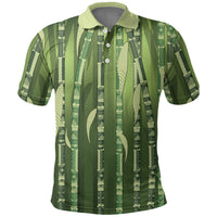 Personalised Fiji Language Week Sugarcane Masi Polo Shirt Green Tapa Tribal Pattern