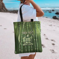 Personalised Fiji Language Week Sugarcane Masi Tote Bag Green Tapa Tribal Pattern