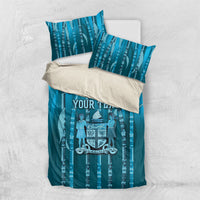 Personalised Fiji Language Week Sugarcane Masi Bedding Set Blue Tapa Tribal Pattern