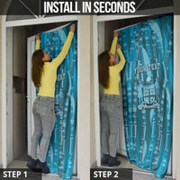 Personalised Fiji Language Week Sugarcane Masi Door Cover Blue Tapa Tribal Pattern
