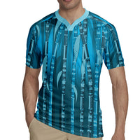 Personalised Fiji Language Week Sugarcane Masi Rugby Jersey Blue Tapa Tribal Pattern