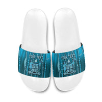 Personalised Fiji Language Week Sugarcane Masi Slide Sandals Blue Tapa Tribal Pattern