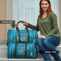Personalised Fiji Language Week Sugarcane Masi Travel Bag Blue Tapa Tribal Pattern